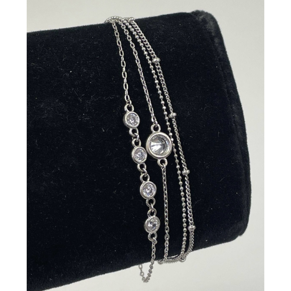 Kendra Scott Silver Multi-Strand Bezel Crystal Bracelet 2147